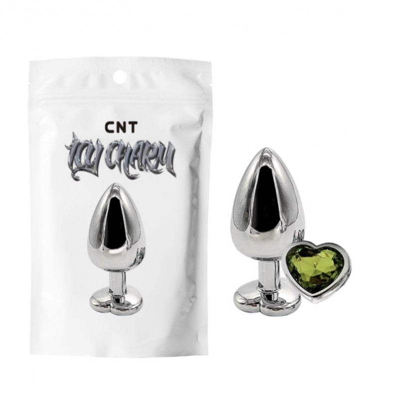 Анальная пробка с салатовым кристаллом Heart Gem Metal Plug. Артикул: IXI61701