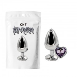 Purple Crystal Anal Plug Heart Gem Metal Plug