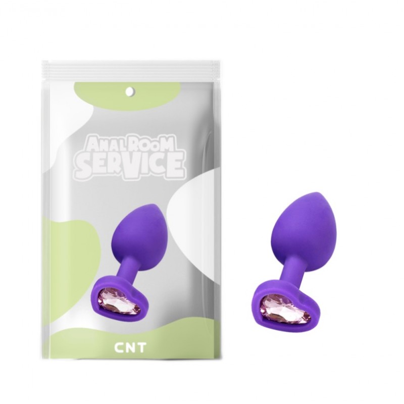 Силиконовая нальная пробка с розовым кристаллом Love Purple Diamond Plug Small. Артикул: IXI61727