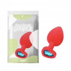 Silicone Butt Plug with Blue Crystal Love Red Diamond Plug Large