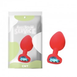 Silicone Butt Plug with Blue Crystal Love Red Diamond Plug Medium