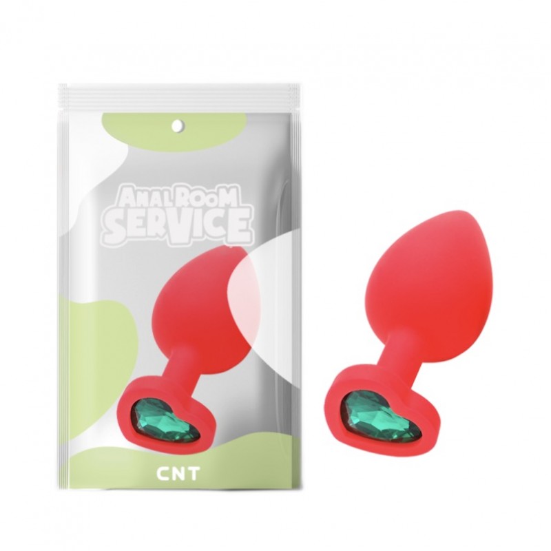 Silicone Butt Plug with Green Crystal Love Red Diamond Plug Large. Артикул: IXI61737