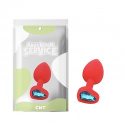 Silicone Butt Plug with Blue Crystal Love Red Diamond Plug Small