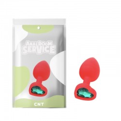 Silicone Butt Plug with Green Crystal Love Red Diamond Plug Small