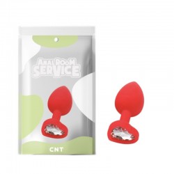 Silicone Butt Plug with Transparent Crystal Love Red Diamond Plug Small