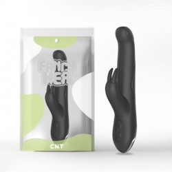 Vibrator with clitoral stimulator Pleaser Rabbit Black
