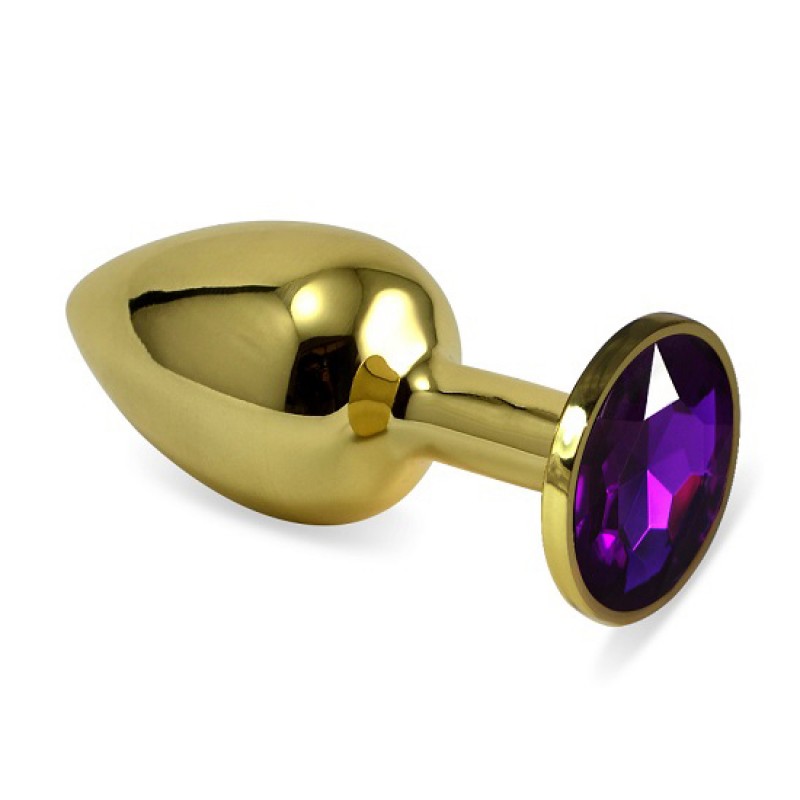 Gold butt plug with purple stone Rosebud Anal Plug Medium. Артикул: IXI61825