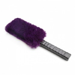 Двусторонняя шлепалка с мехом, кнут и пряник Leather Appeal Pat Purple