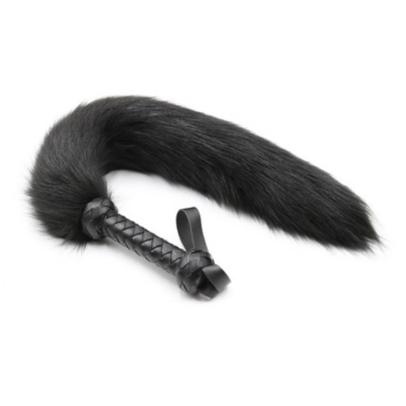 Черный меховой хвост лисицы с рукояткой Fox Tail Whips. Артикул: IXI61918