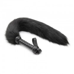 Черный меховой хвост лисицы с рукояткой Fox Tail Whips