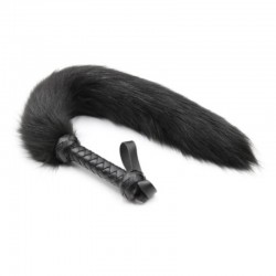 Black Fur Tail Handled Fox Tail Whips