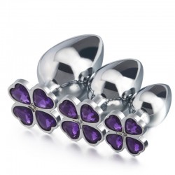   Metal Clover Butt Plug Jewelry Small Purple   