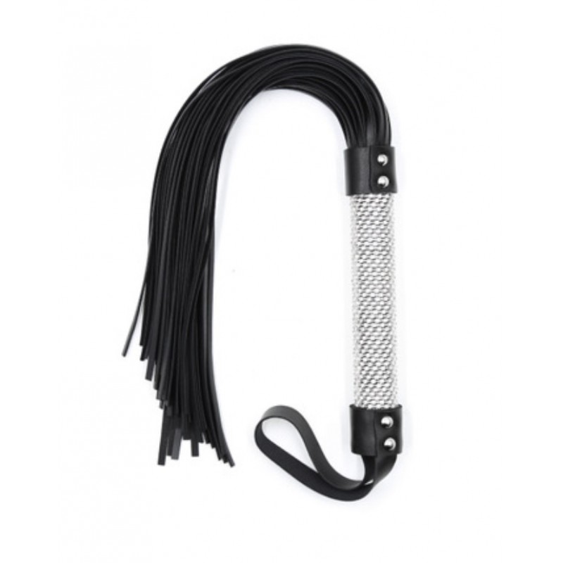Diamond Handle Scattered Black Leather Whip. Артикул: IXI61958