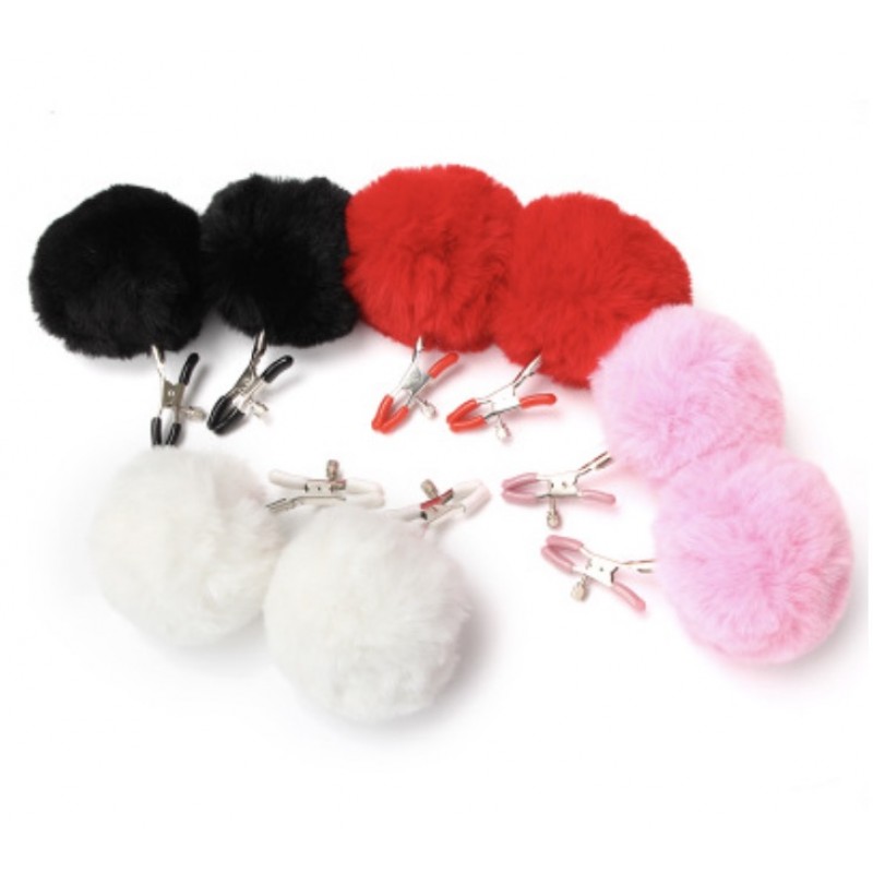 Clamps with fur for nipples or labia Nipple Red Fur. Артикул: IXI61968