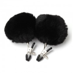 Clamps with fur for nipples or labia Nipple Black Fur