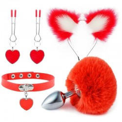 Красный нежный бдсм комплект Fur Sexy Kit