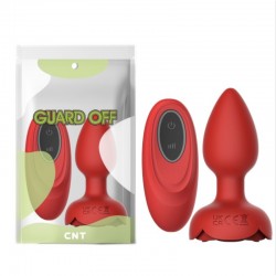 Anal plug with remote control and illumination Rainbow Light Rose Plug Red