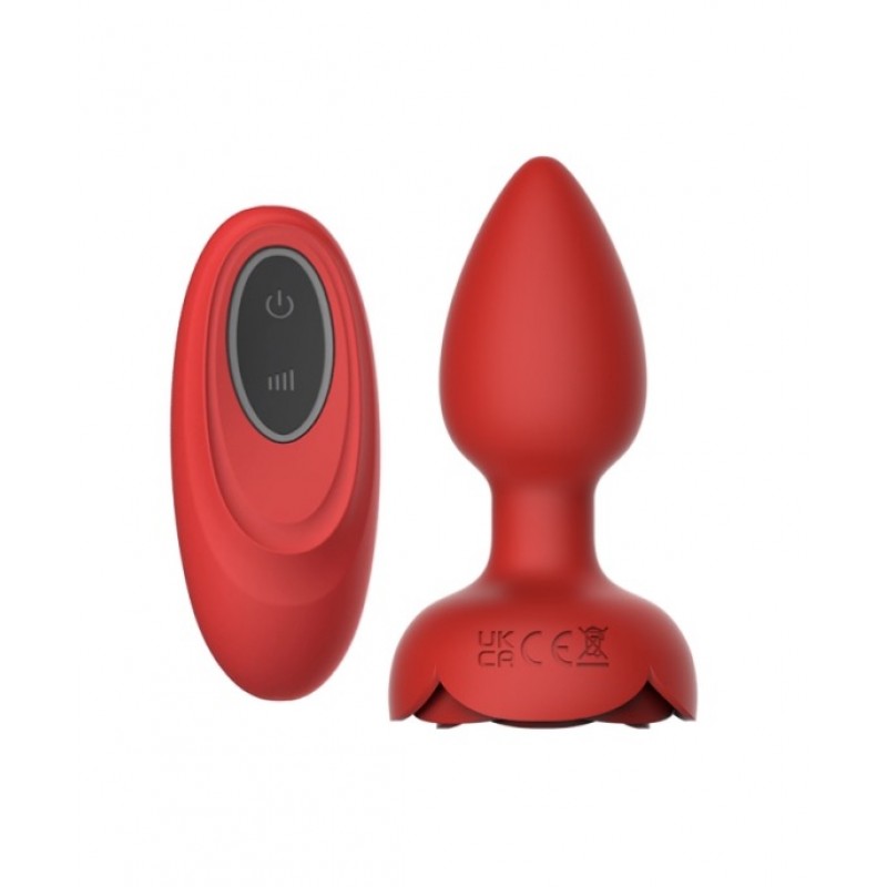 Анальная пробка с пультом управления и подсветкой Rainbow Light Rose Plug Red. Артикул: IXI62081