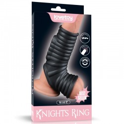 Vibrating Wave Knights Ring with Scrotum Sleeve Black