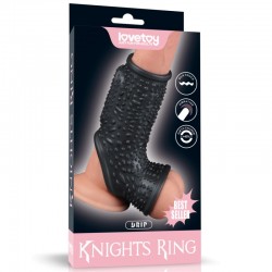    Vibrating Drip Knights Ring with Scrotum Sleeve Black