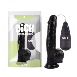 Suction cup vibrator with remote control Stud Realistic Vibrating Dong Black 8.2