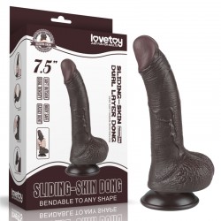 Suction cup dildo Sliding Skin Dual Layer Dong Black 7.5