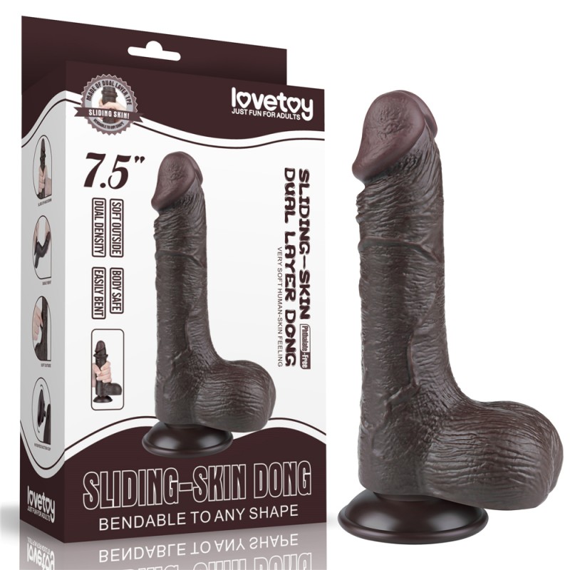 Фаллоимитаор на присоске Sliding Skin Dual Layer Dong Black 7.5. Артикул: IXI62299