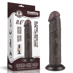 Suction cup dildo Sliding Skin Dual Layer Dong Black 8.0