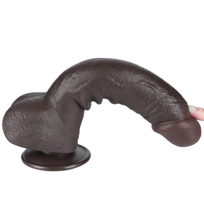 Suction cup dildo Sliding Skin Dual Layer Dong Black 9.5. Артикул: IXI62306