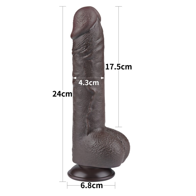 Suction cup dildo Sliding Skin Dual Layer Dong Black 9.5. Артикул: IXI62306
