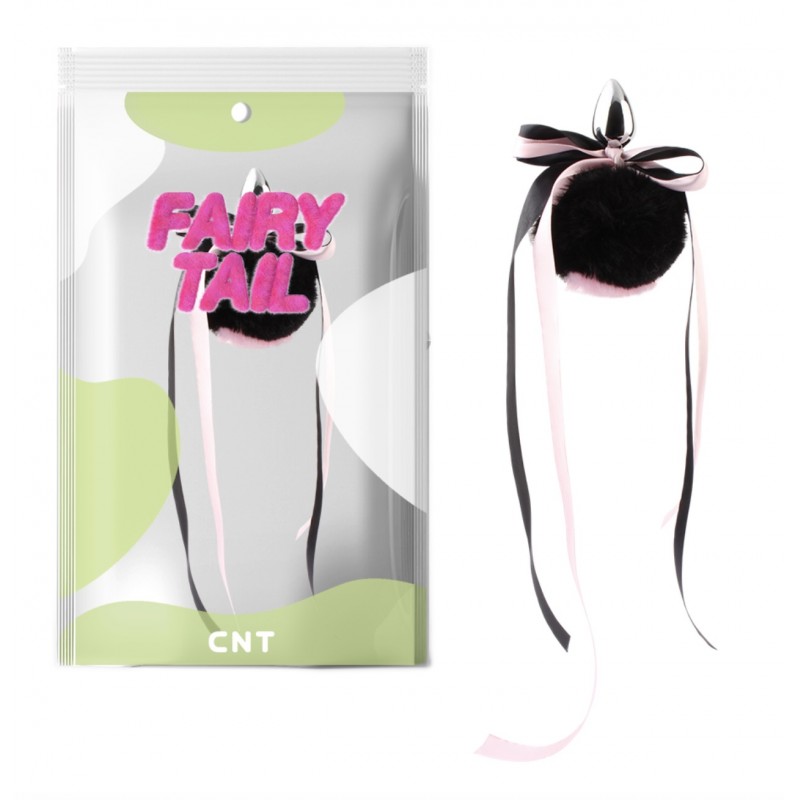 Cute Heart Fluffy Plug with Tail Black and Pink. Артикул: IXI62361