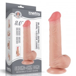 Dildo with skin on a sucker Sliding Skin Dual Layer Dong Flesh 8.0