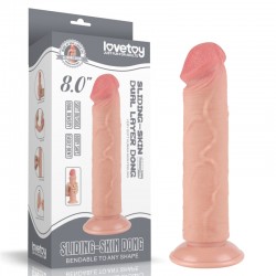 Dildo with skin on a sucker Sliding Skin Dual Layer Dong Flesh 8.0