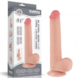Dildo with skin on a sucker Sliding Skin Dual Layer Dong Flesh 9.0