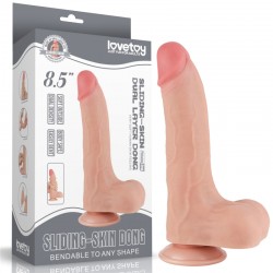 Dildo with skin on a sucker Sliding Skin Dual Layer Dong Flesh 8.5