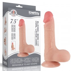 Dildo with skin on a sucker Sliding Skin Dual Layer Dong Flesh 7.5