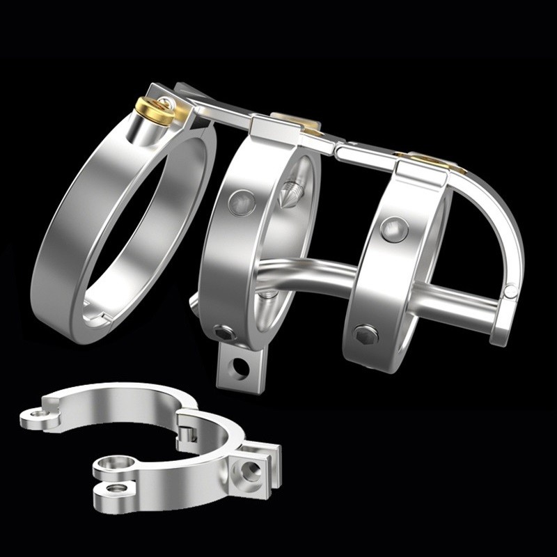 Stainless Steel Male Chastity Device Punk Style Cock Cage Hinged Penis Ring Screws Lock A. Артикул: IXI62408