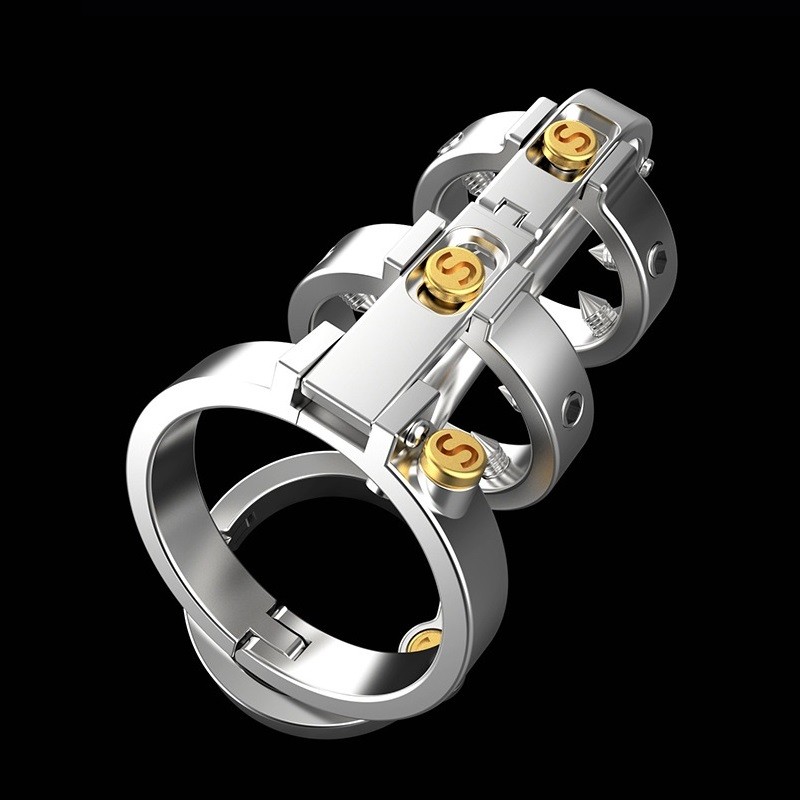 Stainless Steel Male Chastity Device Punk Style Cock Cage Hinged Penis Ring Screws Lock A. Артикул: IXI62408