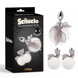 Set with bows and fluff Cutesy Nipple Clamps and Anal Pulg