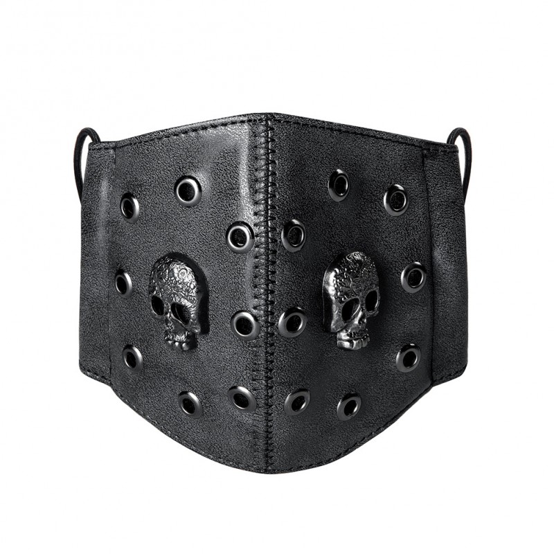 Маска унисекс в стиле стимпанк с черепами и заклепками Punk Rock Gothic. Артикул: IXI62451