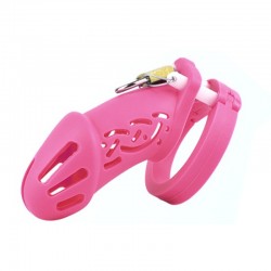 Chastity belt for men Silicone Chastity Cage Pink Standard