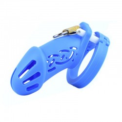 Chastity belt for men Silicone Chastity Cage Blue Standard