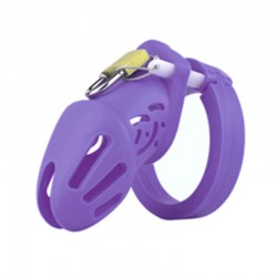 Chastity Belt for Men Silicone Chastity Cage Purple Small