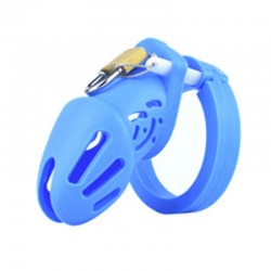 Chastity belt for men Silicone Chastity Cage Blue Small