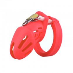 Chastity belt for men Silicone Chastity Cage Red Small