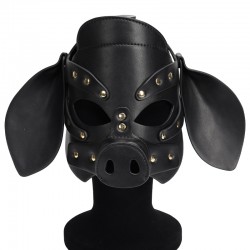     Leather Pig Mask Black   