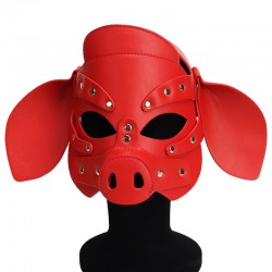     Leather Pig Mask Red