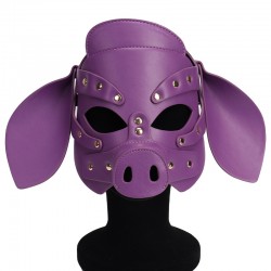 BDSM pig head mask Leather Pig Mask Purple