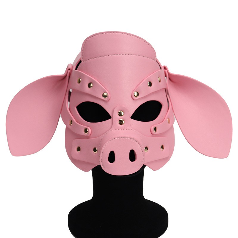 Бдсм маска голова свеньи Leather Pig Mask Pink. Артикул: IXI62522