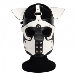   Puppy Face Leather Dog Mask White   